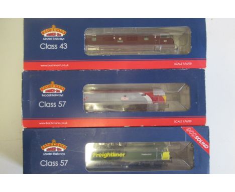 Bachmann Warship Class DCC Sound(?), Virgin Class 57 DCC fitted, and Freightliner DCC sound, boxed, G-E
