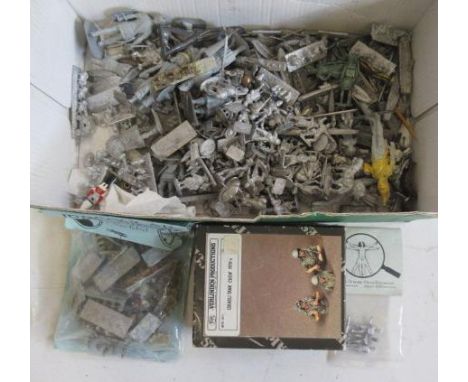 Unpainted late issue white metal figures in various scales, G-E