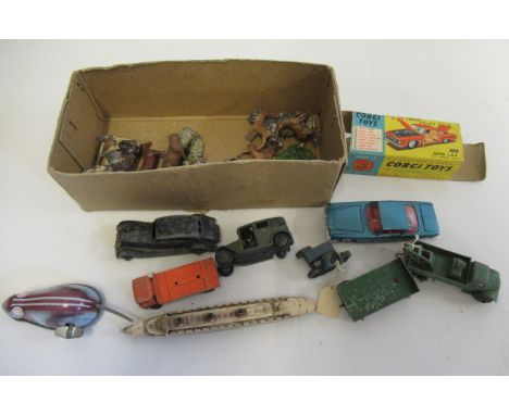 Playworn diecast including Dinky, Corgi and a small quantity of farm animals