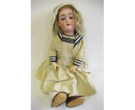 German Bisque Doll Heinrich Handwerck Simon Halbig 99 DEP Brown Sleep Eyes  Composition Wood Ball Joint Body Antique 22 Child's Doll