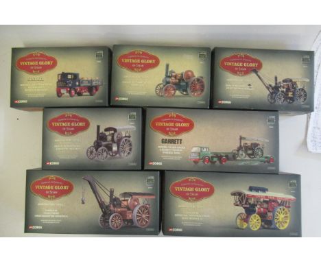 Seven Corgi Old Glory models comprising Sentinel wagon, Fowler B6 Super Lion, Fowler B6 Lafayette, two Fowler B6 crane engine