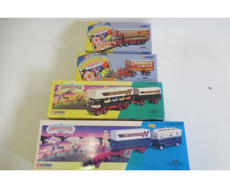 Four Corgi Classics Circus vehicles including Scammell, E.R.F., Bedford and A.E.C., all items boxed, E