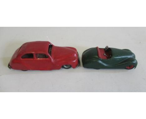 Jibby 303 clockwork sports car and Chad Valley saloon, both items repainted, P