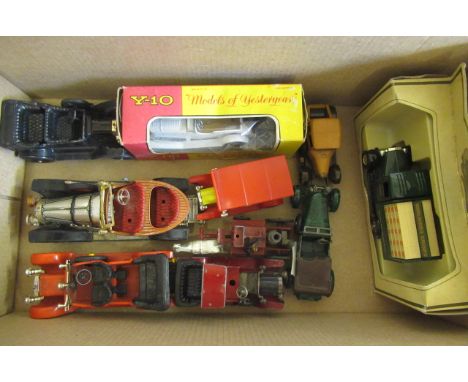 Vintage vehicles by Matchbox, Lledo and Corgi including Daimler, fire engine and Chitty-Chitty Bang Bang, F-G
