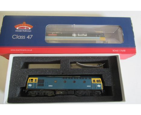Heljan Class 25 in B.R. blue, DCC fitted, and Bachmann Class 47 Scot Rail, damage to sides, G