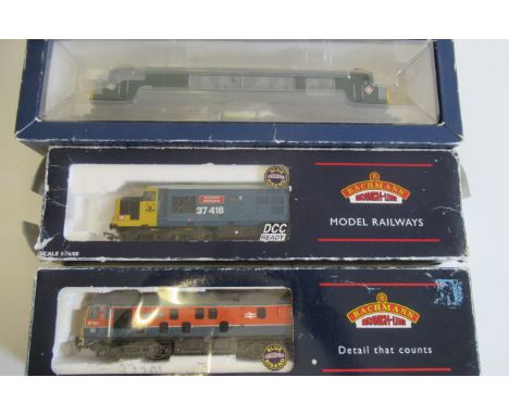 Bachmann Class 45 in B.R. green, Class 37-418 in B.R. blue and Class 25 (repainted), boxed F-G
