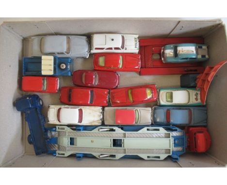 Unboxed Corgi vehicles including car transporter, Rolls Royce and RADAR, some items have age wear, most F-G