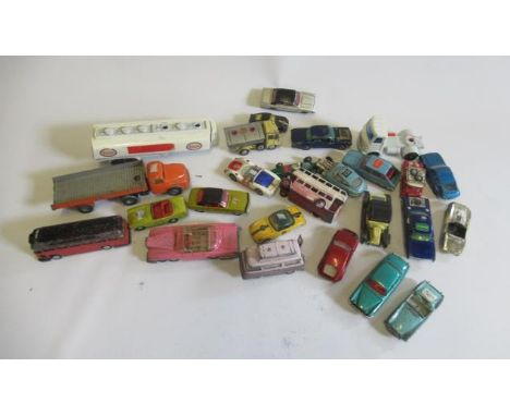 Unboxed diecast vehicles including Dinky Lady Penelope's FAB1 Corgi Thames caravan, most items damaged or parts missing, P