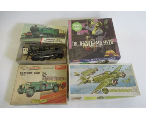 Four plastic kits by Airfix and others, one item made up, unchecked for completeness