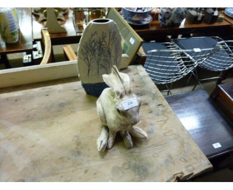 A Malaysian pottery vase; and a pottery model hare by Peta Whiting 