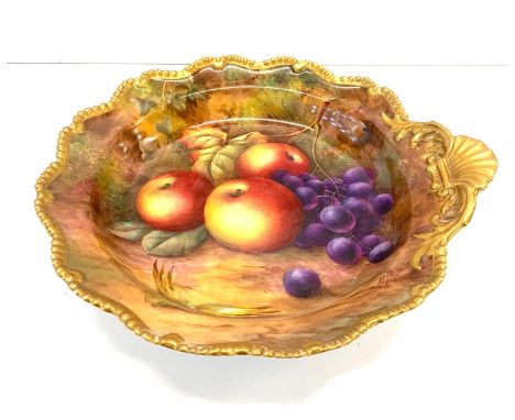 Signed Royal Worcester fruit plate signed h.h price in  good condition  measures approx 25 cm tall 