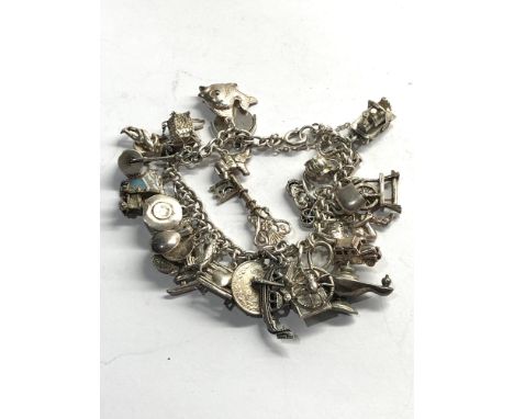 Vintage silver charm bracelet weight 64g 