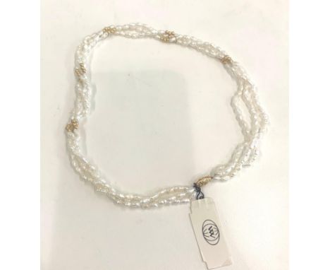 14ct gold mounted fresh water pearl necklace 
