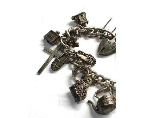 Vintage silver charm bracelet weight 82g 