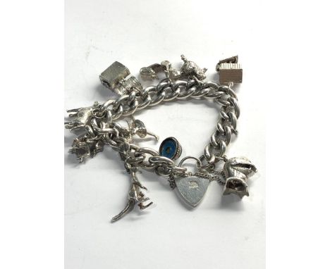 Vintage silver charm bracelet weight 72g 