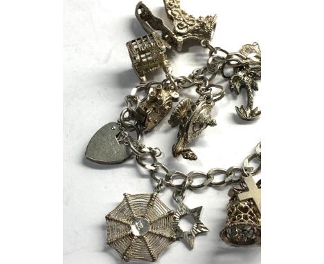 Vintage silver charm bracelet weight 51g 