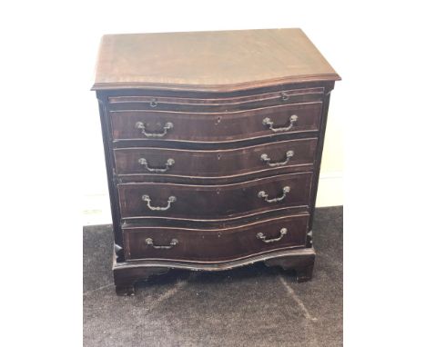 Vintage mahogany serpentine 4 drawer brush slide chest of drawers 
