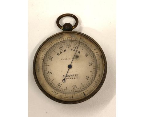 Antique pocket barometer makers s.benzie cowes isle of wight 