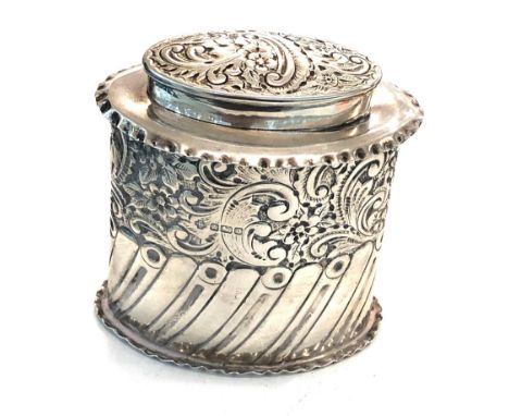 Antique silver tea caddy Sheffield silver hallmarks weight 128g 