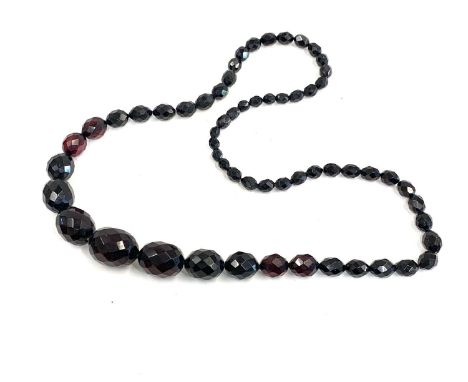 Vintage cherry bakelite type faceted bead necklace 