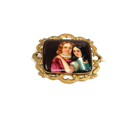 Antique portrait panel brooch measures approx 54mm by 46mm 