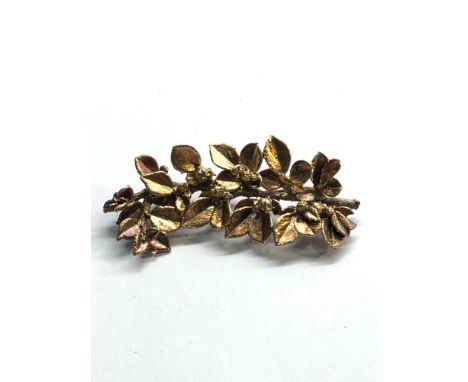 Vintage modernist Denmark flora danica leaf brooch by Eggert sterling Silver measures approx 7cm wide 