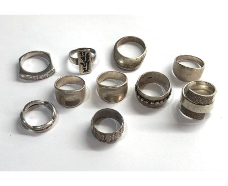10 vintage silver dress rings 