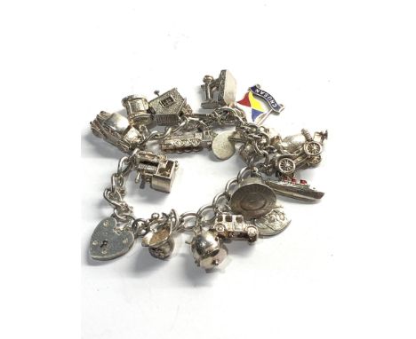 Vintage silver charm bracelet weight 72g 