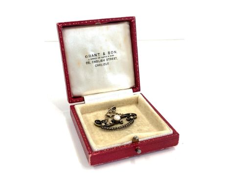 Vintage silver Scandinavian set brooch with small fish dropper not hallmarked but tested as silver 