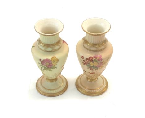 2 Royal Worcester blush ivory Vases good condition ech measures approx 12cm tall 