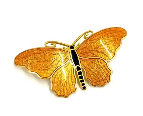 Sporrong &amp; co enamel butterfly brooch measure approx 54mm by 26mm in good condition 