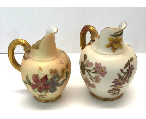 2 Royal Worcester blush ivory jugs in good condition 