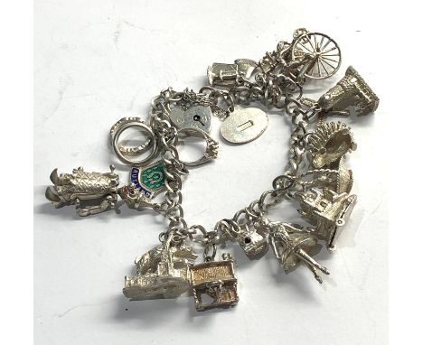 Vintage silver charm bracelet weight 59g 
