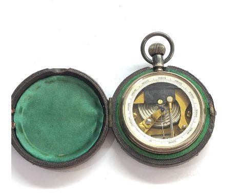 Hallmarked silver antique pocket barometer in original case London silver hallmarks 