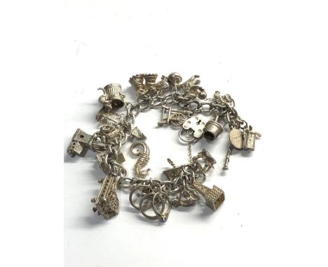 Vintage silver charm bracelet weight 76g 
