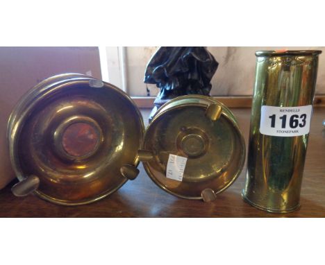 Two Second World War Trench Art ashtrays and another similar piece