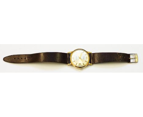A Rotary 9ct./375 gold cased gentleman's wristwatch with twenty-five jewel automatic movement - back of cased scratched, no b