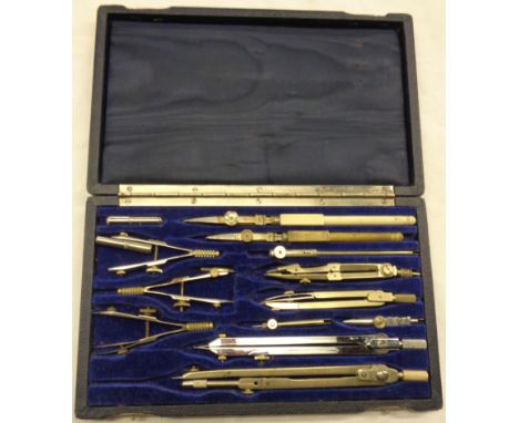 A vintage G.P.O. set of drawing instruments