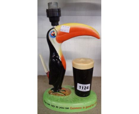 A vintage Carlton Ware Guinness Toucan lamp base - tail partially restored, no shade