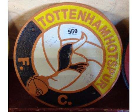 A reproduction painted cast iron Tottenham Hotspur football sign