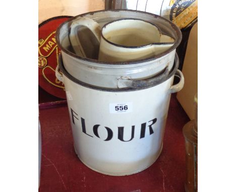 Three pieces of enamel ware