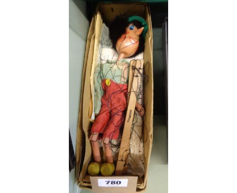 An early Pelham Puppet Pinocchio in brown box (no label) with instructions, untangling chart and membership form