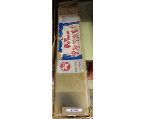 A vintage Pelham Puppet Skeleton in brown box with two-tone label - box a/f