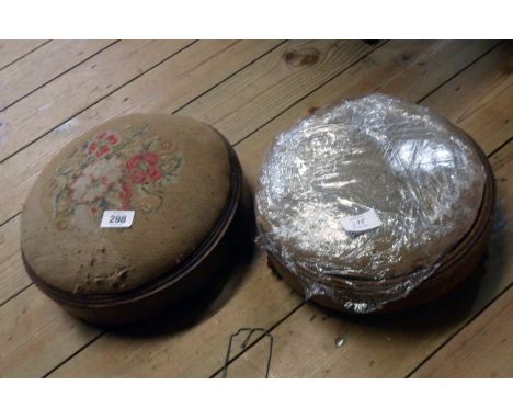 Two similar Victorian footstools, one with tapestry top - various condition