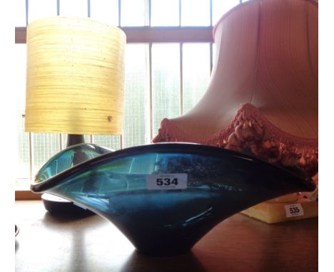 A blue glass shade - sold with a vintage table lamp