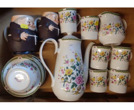 An Elizabethan bone china coffee set - sold with two Goebel monk jugs