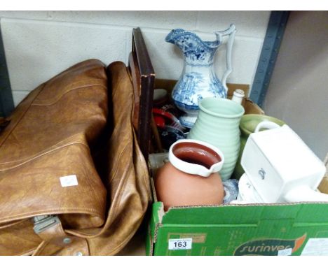 Shelf of mixed items including ceramics 