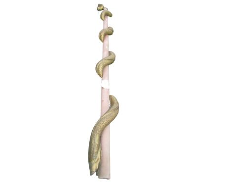 An unusual 19th century giltwood pelmet mount in the form of a coiled snake, 240cm long x 20cm high