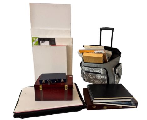 A large collection of art materials, to include: Royal Langnickel box set of oil, acrylic and watercolours with brushes, pale