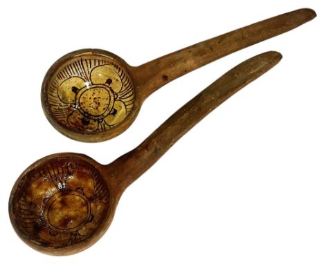 Michael Cardew - Two spoon ladles with incised bowls (From the collection of Dr Allan Peacey, see Lot 1 for artist bio and ph